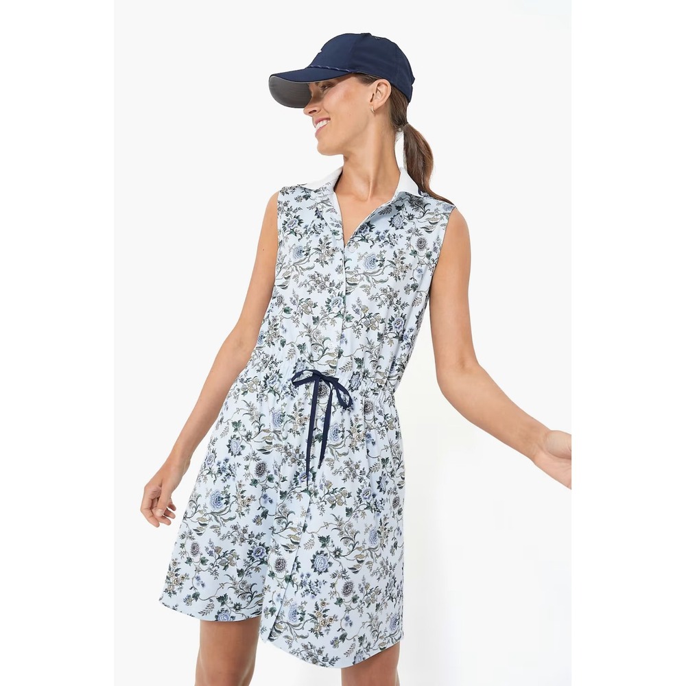 Tuckernuck Sport Blue Floral Alcott Golf Tennis Dress Drawstring Waist XL